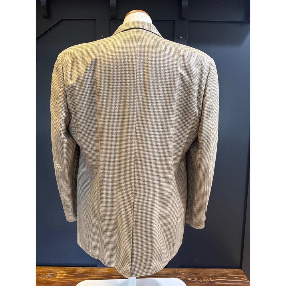 Lauren Ralph Lauren Mens 44R Houndstooth Silk Lined Sport Coat Blazer Tan Brown - Picture 2 of 8